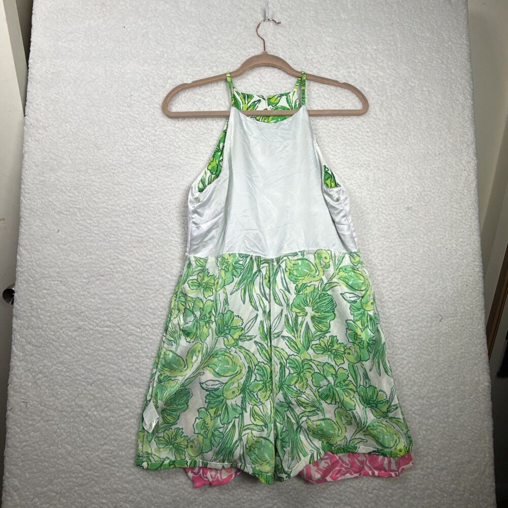 (T6) Lilly Pulitzer Pearl Romper Flamingle Engineered Flamingos Floral,Sz 4 - Picture 16 of 16